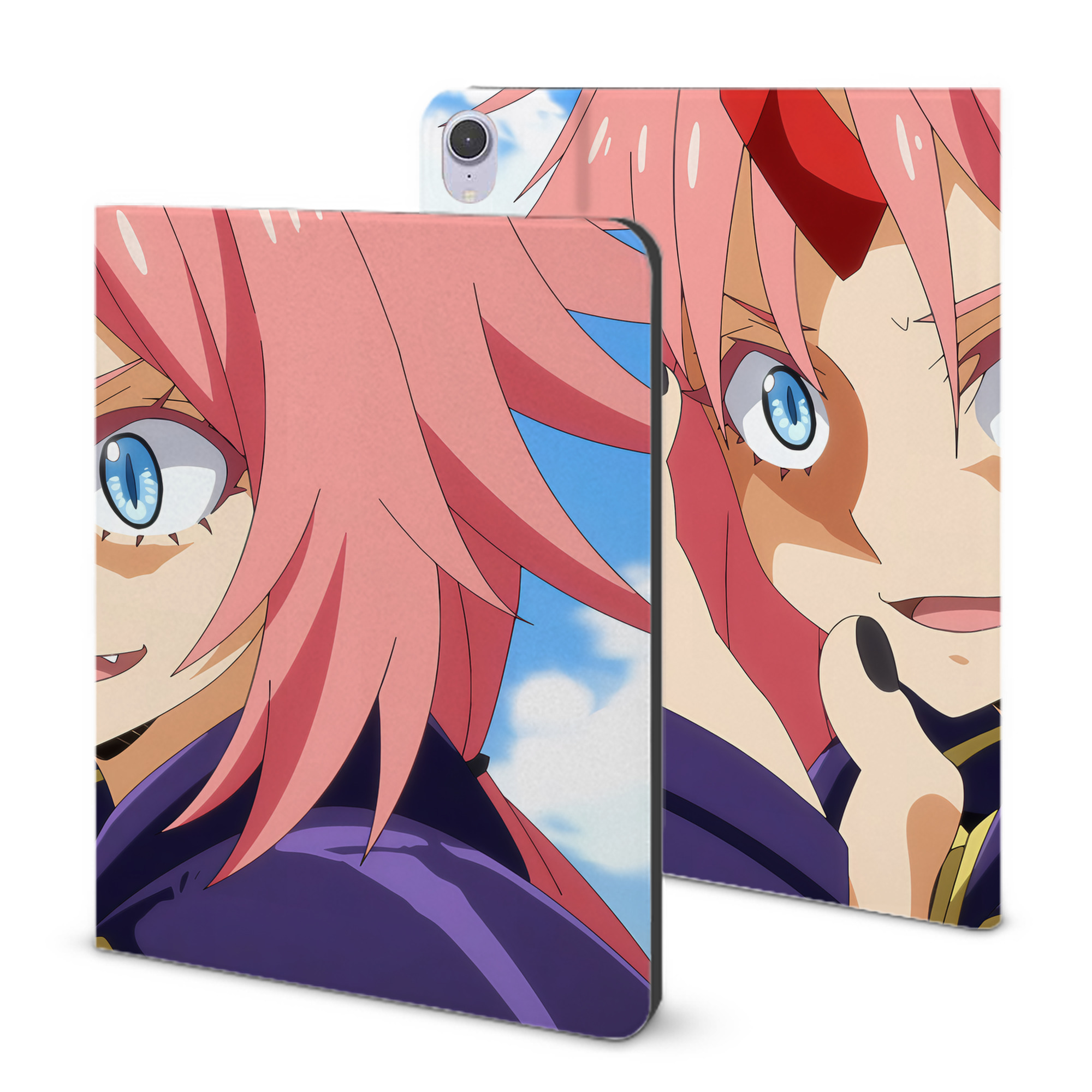 （画像用） 転スラ Regarding Reincarnated to Slime IPad ケース ブック型 PUレザー TPU 耐衝撃 軽量 薄型 ペン収納なし 全面保護 IPad 各モデル対応